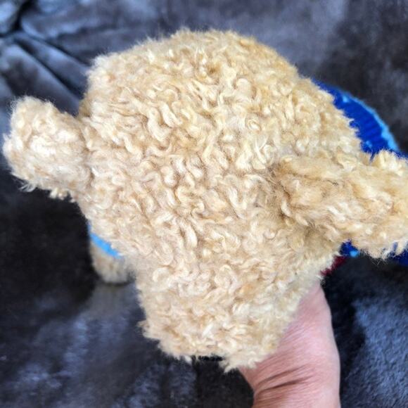 Vintage Ty Classic Bear Plush 1990 Curly Tan Blue Sweater w/ Umbrella Stuffed - Picture 13 of 14